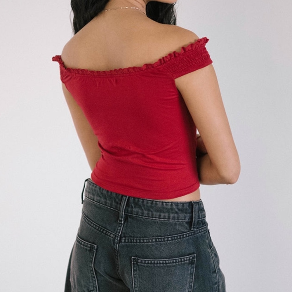 NWT DOVICA LACE TRIM CORSET TOP IN ADRENALINE RED Motel Rocks - Picture 4 of 5